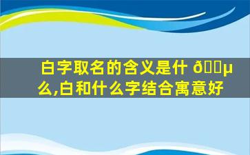 白字取名的含义是什 🌵 么,白和什么字结合寓意好